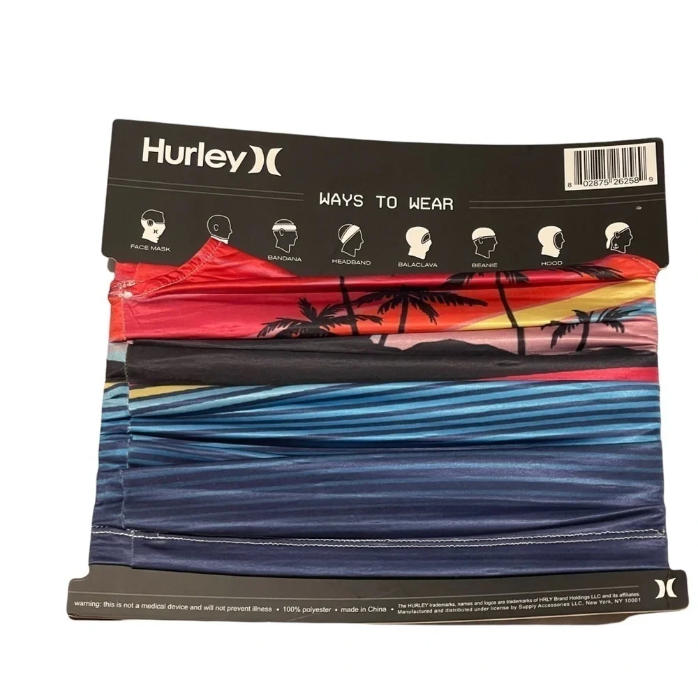 Hurley Face Mask Cover Scarf Multi-Function Seamless Gaiter Rainbow Tie Dye NEW